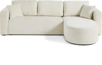 Image de Best Mobilier Miro - canapé d'angle réversible - 4 places - convertible avec coffre - en velours texturé , Beige