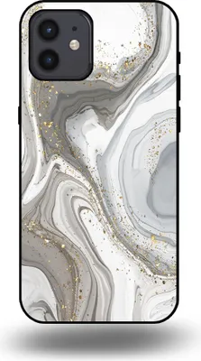 Produktbild von Smartphonica Handytasche passend für iPhone 12/12 Pro mit Marmordruck - TPU Rückseitenschutzhülle Marmordesign - Silber