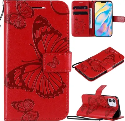 Produktbild von Mobigear Butterfly iPhone 12 Mini Hülle Klapphülle Geldbörse - Rot