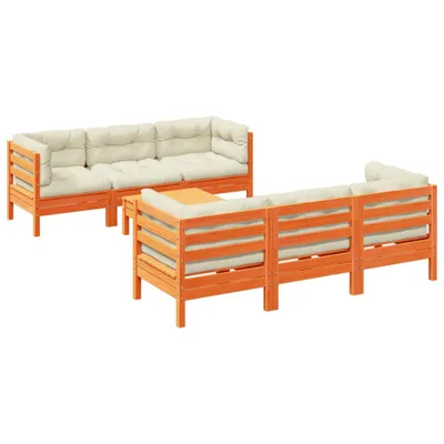 Produktbild von Design 7-tlg. Garten-Sofagarnitur mit Kissen Wachsbraun Kiefernholz, Gartenmöbel-Sets 2024 Neu