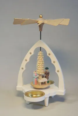 Obrázek produktu pro Stolní pyramida Betlém bílá s tealightem Výška = 20 cm NOVINKA