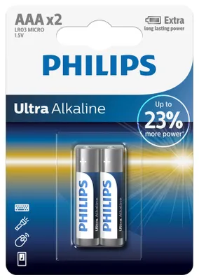 Zdjęcie produktu dla Philips Bateria LR03E2B/10, Jednorazowa bateria, AA, Alkaliczny, 1,5 V, 2 szt., 7 lat(a)
