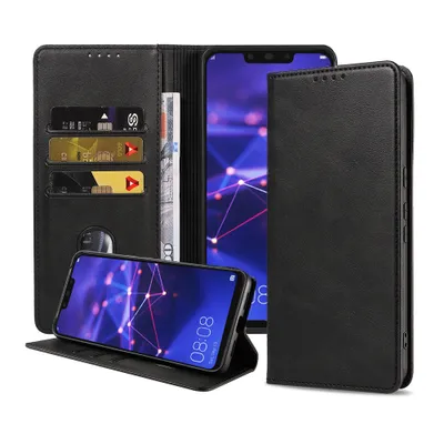 Produktbild von Smartphonica Handytasche geeignet für Huawei Mate 20 Lite Kunstlederhülle mit Magnetverschluss und Kartenhalter Buchhülle mit Klappe - Schwarz