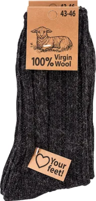 Produktbild von 2 Paar warme Wollsocken 100% "Virgin Wool" Grobstrick Schafwolle Damen Herren anthrazit Gr. 43-46