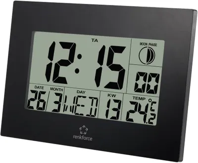 Produktbild von Renkforce E0311R Funk Wanduhr 230 mm x 163 mm x 28 mm Schwarz