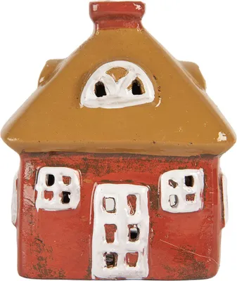 Immagine prodotto di Clayre & Eef Portacandele House 9x6x10 cm in Vetroceramica rossa