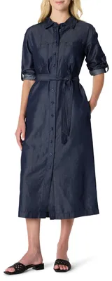 Produktbild von A. Essentials Damen Langärmliges Regular-Fit-Jeanskleid Aus Chambray, Auswaschen