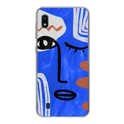Produktbild von MuchoWow® Handyhülle Schutzhülle Hülle für Samsung Galaxy A10 Gesicht - Blau - Abstrakt Silikon Softcase Handy Hülle - Schutzhülle