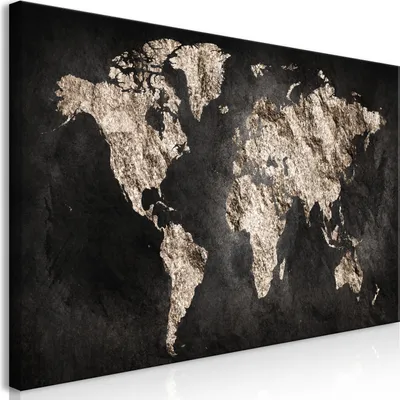 Immagine prodotto di Murale mega XXXL mappa del mondo 250x125 cm pezzo unico formato XXL stampa d'arte per auto-assemblaggio tela immagini moderne immagini fai da te decorazione murale casa decorazione nero k-A-0296-ak-e