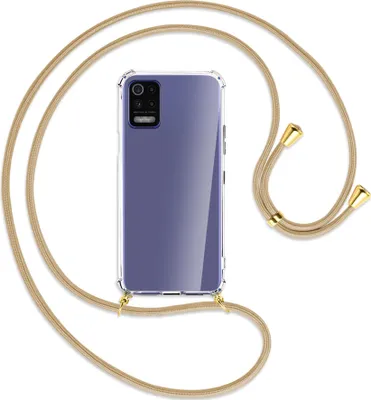 Produktbild von Handykette Backcover-Schutzhülle mit Band (Metall goldfarben) für LG K52 / K62 / Q52 - caramel