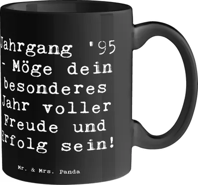Produktbild von Mr. & Mrs. Panda Becher Spruch 1995 Geburtstag - Schwarz - Geschenk, haferl, Kaffeetasse, Tasse, Kaffeebecher, Jahrgangsfeeling, Teetasse, einzigartige Geschenke, Alter