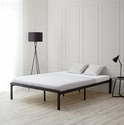 Obrázok produktu pre Homestyle4u kovová posteľ 140 x 200 čierna s lamelovým rámom futonová posteľ rám postele manželská posteľ