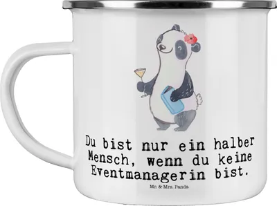 Produktbild von Mr. & Mrs. Panda Teebecher Eventmanagerin Herz - Weiß - Geschenk, Haferl, Spruch, Witzig, Veranstaltungsmanager, Beruf, Lustig, becher emaille, Pott, Tasse, Teetasse