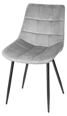 Image de Chaise de salle à manger, revêtement en velours moderne, structure métallique robuste, GRIS CLAIR