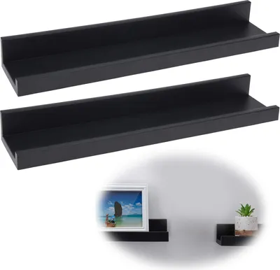 Produktbild von LS-LebenStil 2 Wandregal Wandboard 45cm Set 2-fach Deko Regal Schweberegal Küchenregal schwebend schmal für Bilderrahmen Bilder Fotoleiste Bücherregal