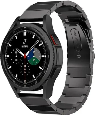 Produktbild von Strap-it Metallarmband - Kompatibel mit Samsung Galaxy Watch 4 Classic Armband 42mm Ersatzarmband Edelstahl - Faltschließe - Hochwertiges Material - für Smartwatch 20mm Armband Schwarz