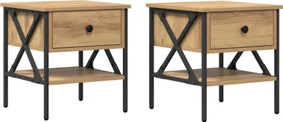 Image de Table de chevet 2 pcs chêne artisanal 40 x 42 x 45 cm