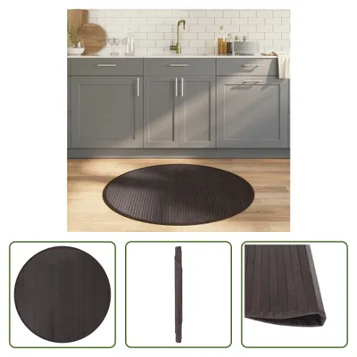 Produktbild von The Living Store Teppich Rund Dunkelbraun 100 cm Bambus