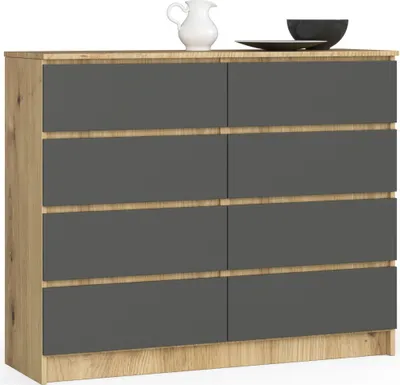 Produktbild von Akord Kommode Mit Schubladen Eiche Grau/Graphit 120X40X99 Cm