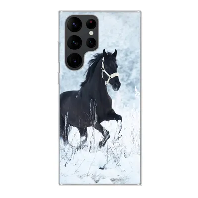 Produktbild von MuchoWow® Handyhülle Schutzhülle Hülle für Samsung Galaxy S22 Ultra Pferd - Schnee - Winter Silikon Softcase Handy Hülle - Abbildung