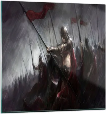 Produktbild von Bilder auf glas - ritter kampf feld - 60x60cm - Glasbilder - Wandbilder - Kunstdruck - zum Aufhängen bereit - Wanddekoration aus Glas - Glas Bilder - Wandbild auf Glas - Einteilig - GAC60x60-3602