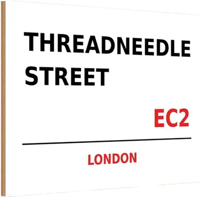 Produktbild von vianmo Holzschild 20x30 cm Threadneedle Street EC2 England