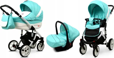 Image de BabyLux® Lilly | Poussette 3v1 Set | Menthe | Poussette combinée | Poussette set | Buggy + Babyw