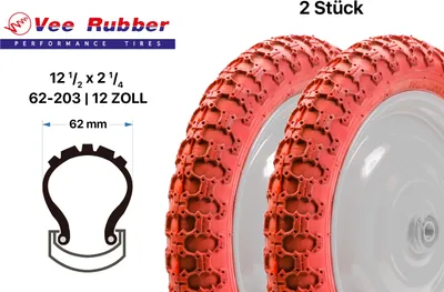 Produktbild von 2 Stück 12 Zoll  Fahrrad Reifen 12.5x2 1/4 Kinder Wagen Roller 62-203 Rot