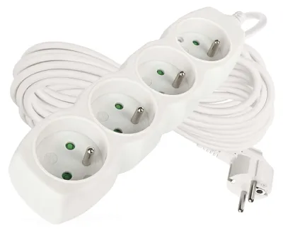 Prodlužovací kabel 10 m / 4 zásuvky / bílý / PVC / 1,5 mm2