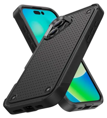 Produktbild von Für iPhone 17 Hülle Militärqualität Stoßfest Hybrid 2 in 1 Hart PC Weich TPU Handyhülle Schwarz