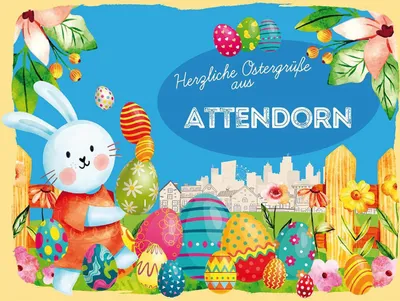 Produktbild von vianmo Holzschild 30x40 cm Ostern Ostergrüße ATTENDORN