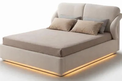 Produktbild von Stilvolles beiges Bett weiches Bett Designer-Bett Schlafzimmermöbel