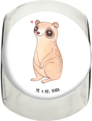 Produktbild von Mr. & Mrs. Panda Teedose Plumplori Glücklich XL 2000ml - Weiß - Geschenk, Lustige Sprüche, Frischhaltedose, Vorratsglas, Bonboniere, Glück, Niedlich, Kaffeedose