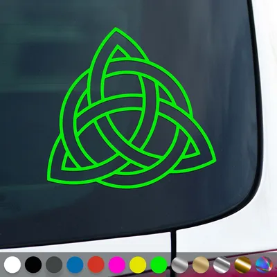 Produktbild von PantherPixel Keltischer Knoten Aufkleber Triqueta Kelten Sticker Auto Geschenkidee Farbe Neon-Grün
