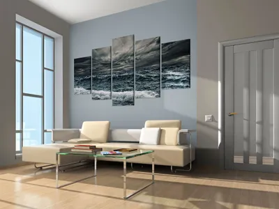 Produktbild von Akustikbild Natur 200x100 cm Bilder Akustikschaum Hochleistungsschallabsorber Schallschutz Leinwand 5 tlg Wandbild Raumakustik Schalldämmung 030212-24