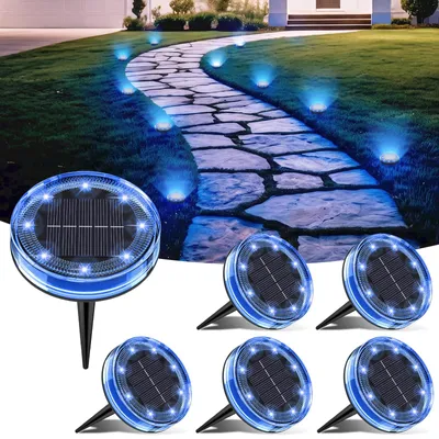 Zdjęcie produktu dla 6 lamp solarnych do użytku zewnętrznego, 8 diod LED