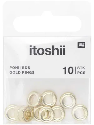 Productafbeelding van Rico Design: Itoshii-verpakking met 10 poniparels met een gouden ring