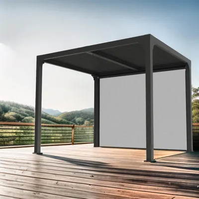 Image de Pergola bioclimatique aluminium gris anthracite - 7,2 m² - Ventelles orientables