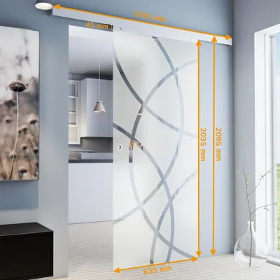 Produktbild von inova Glasschiebetür 830 x 2035 mm, Kreis-Motiv, Komplettset mit Griffmuschel, Softclose beidseitig