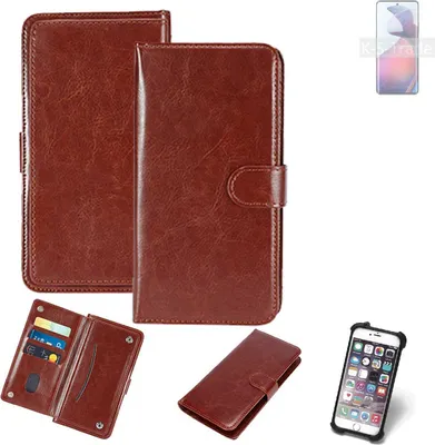 Produktbild von K-S-Trade 360° Hülle kompatibel mit Motorola S30 Pro braun Kunstleder Case BookCase WalletCase Kunstlederederhülle Handyhülle, Rundumschutz Bumper