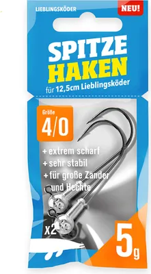 Produktbild von Lieblingsköder Spitze Haken Gr. 4/0 Jigköpfe - 2 Jighaken, Gewicht:5g