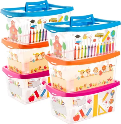 Produktbild von 6 Stk. Aufbewahrungsbox Box 4L Comic Spielzeug Kinder Stifte Box Kiste Deckel