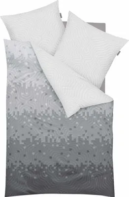 Produktbild von Kaeppel Mako-Satin Bettwäsche Remix Must Have 100% Baumwolle Reißverschluss Bettbezug Kissenbezug Bettgarnitur Bettwäsche-Set 135x200 cm Silber