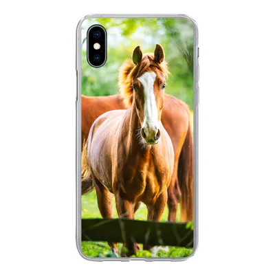 Produktbild von MuchoWow® Handyhülle Schutzhülle Hülle für iPhone Xs Pferde - Licht - Wiese Silikon Softcase Handy Hülle - Handytasche
