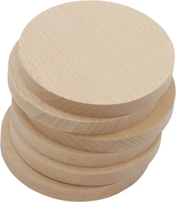 Produktbild von Holzuntersetzer für Tassen, 6 Stück, Buche natur, Durchmesser 9 cm
