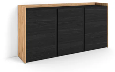 Produktbild von Sideboard, Highboard, 156x80x35 cm, 3 Türen, Wohnzimmer, Küche, Schwarz Eiche