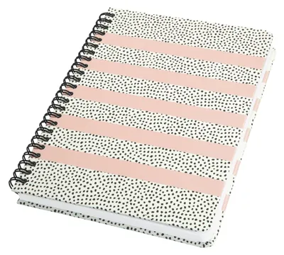 Produktbild von SIGEL JN600 Spiral-Notizbuch Jolie®, Hardcover, ca. A5, dotted, weiß/schwarz/rose, 120 S.