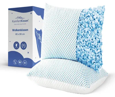 Produktbild von Kopfkissen Memory Foam mit kühlendem Gel, 80 x 80 cm, 2 Stück, für Rücken-, Seiten- und Bauchschläfer