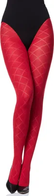Produktbild von Merry Style Damen blickdichte Strumpfhose mit Muster MS 328 60 DEN (Rot, L (40-44)) .