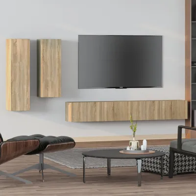 Produktbild von The Living Store 4-tlg. TV-Schrank-Set Sonoma-Eiche Holzwerkstoff